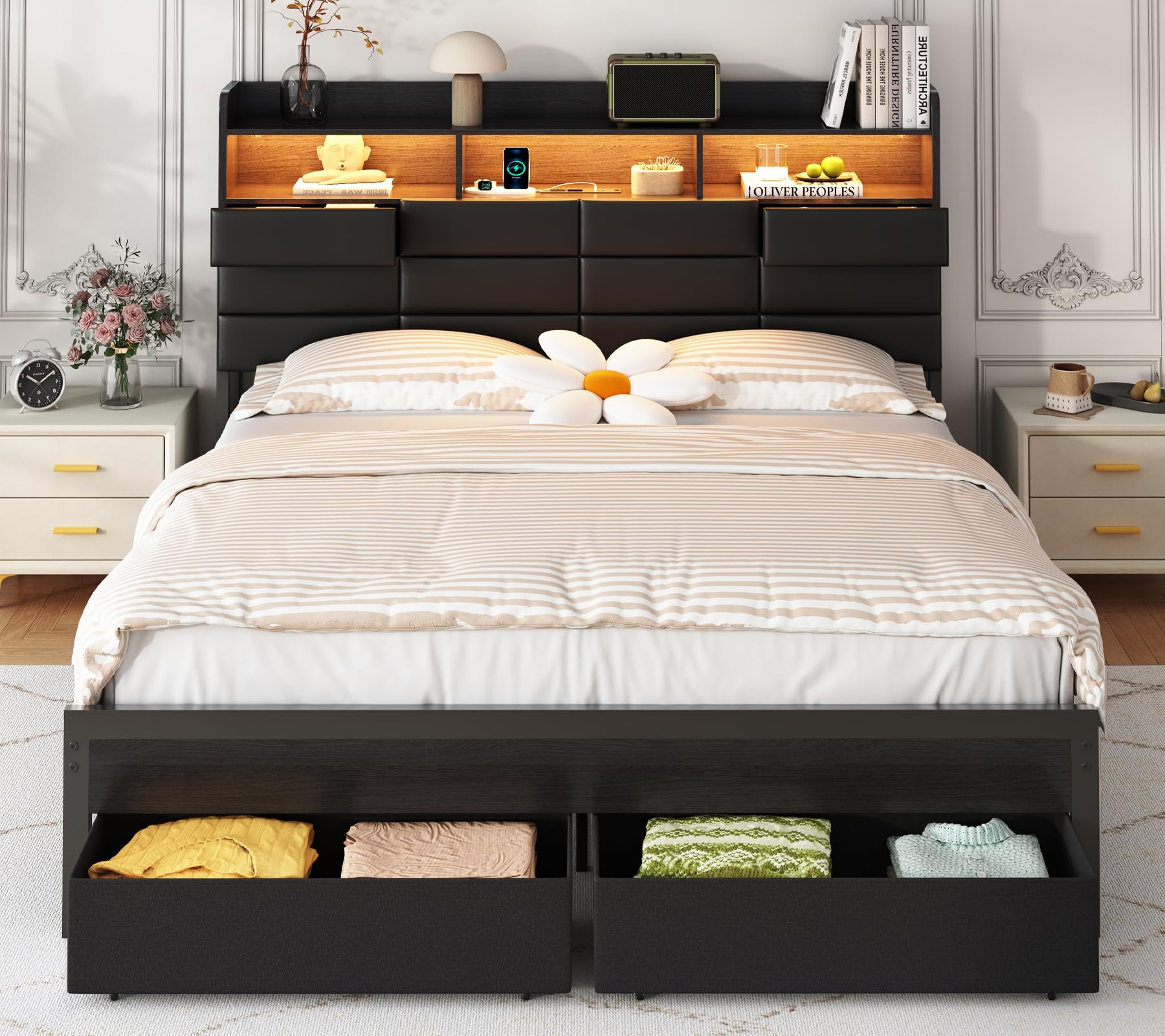 King Size Bed Frame with Stora - King Size Bed Frame With Storage Drawers review and price