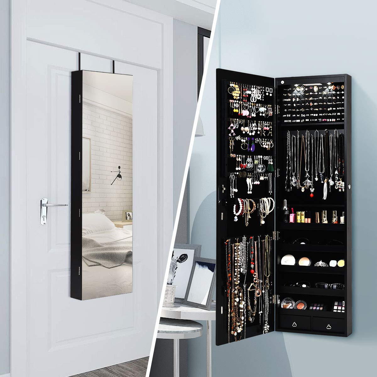 Wall or Door Mounted Jewelry A - Full Length Mirror Jewelry Armoire review and price