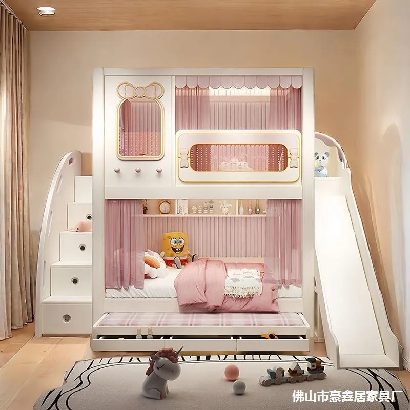 Solid  High and Low Two Layer  - Bunk Bed With Stairs And Slide review and price