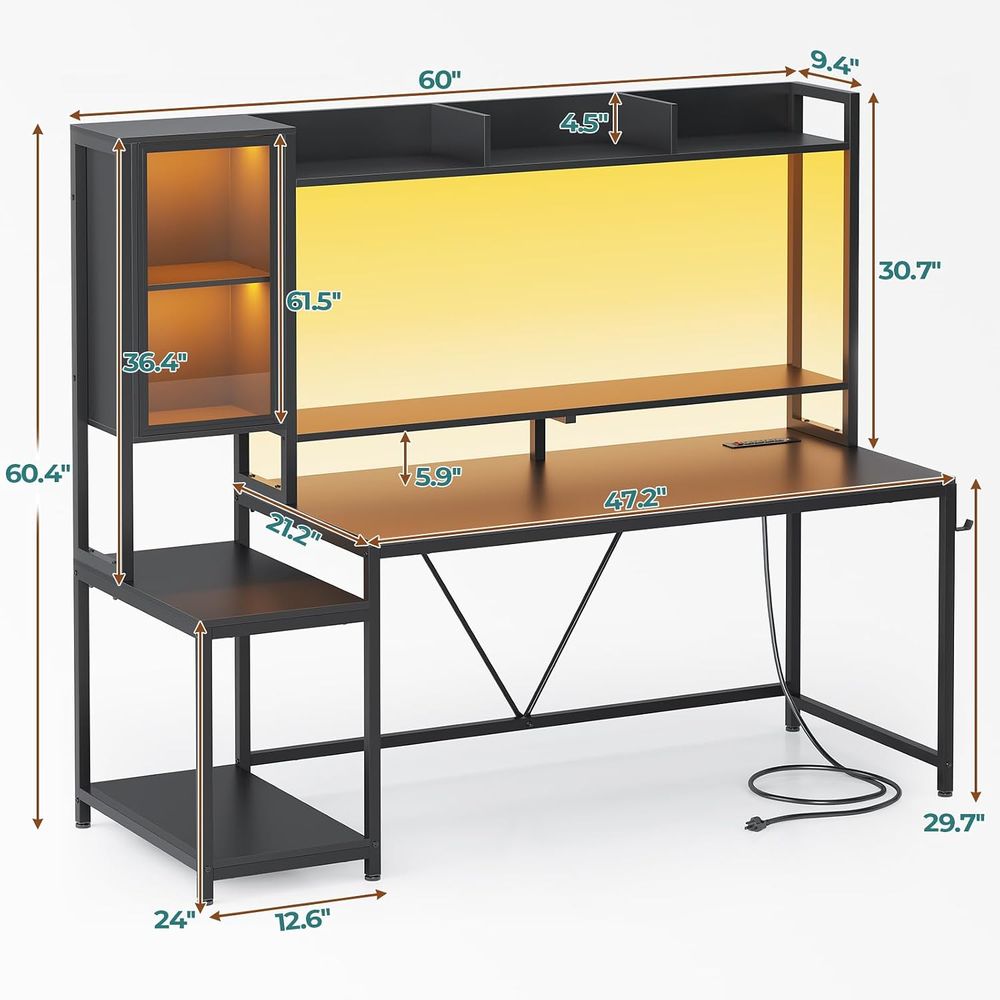 60'' Gaming Desk with Storage, - Storage review and price