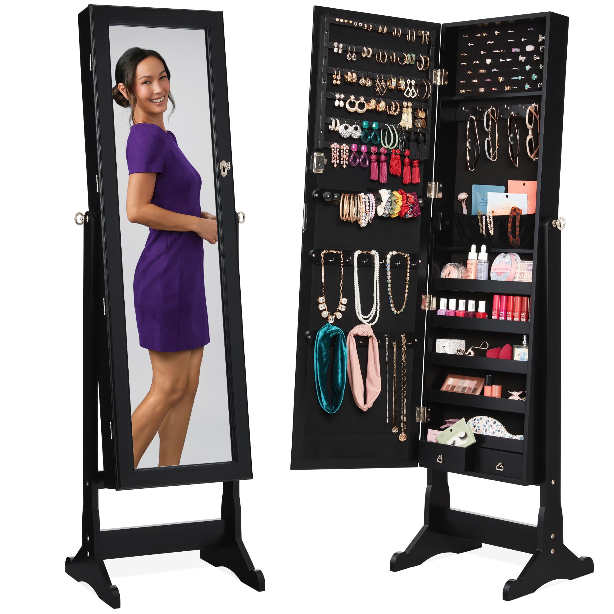Freestanding Jewelry Armoire C - Full Length Mirror Jewelry Armoire review and price