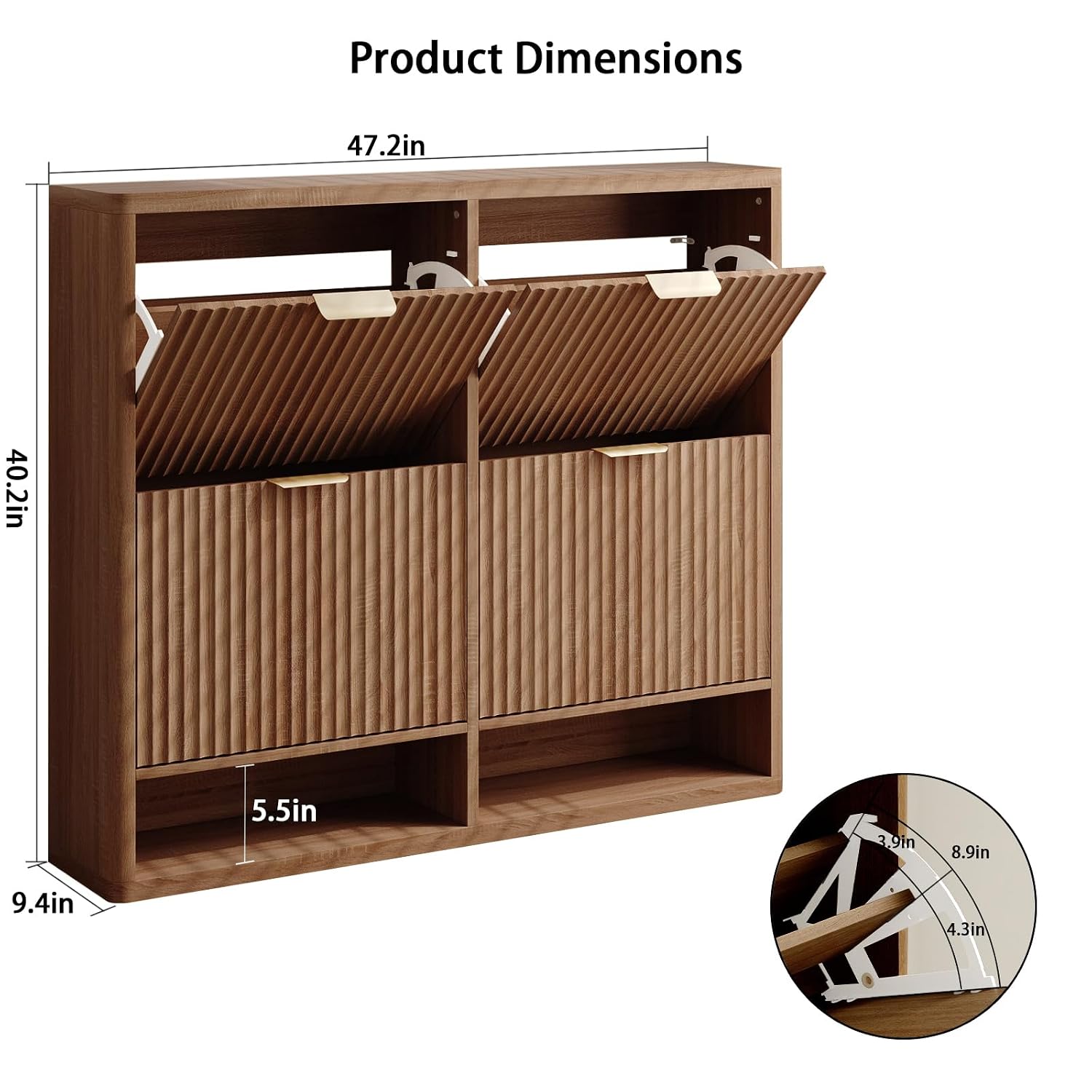 Fluted Shoe Cabinet with 4 Fli - Shoe Rack Cabinet Narrow Entryway review and price