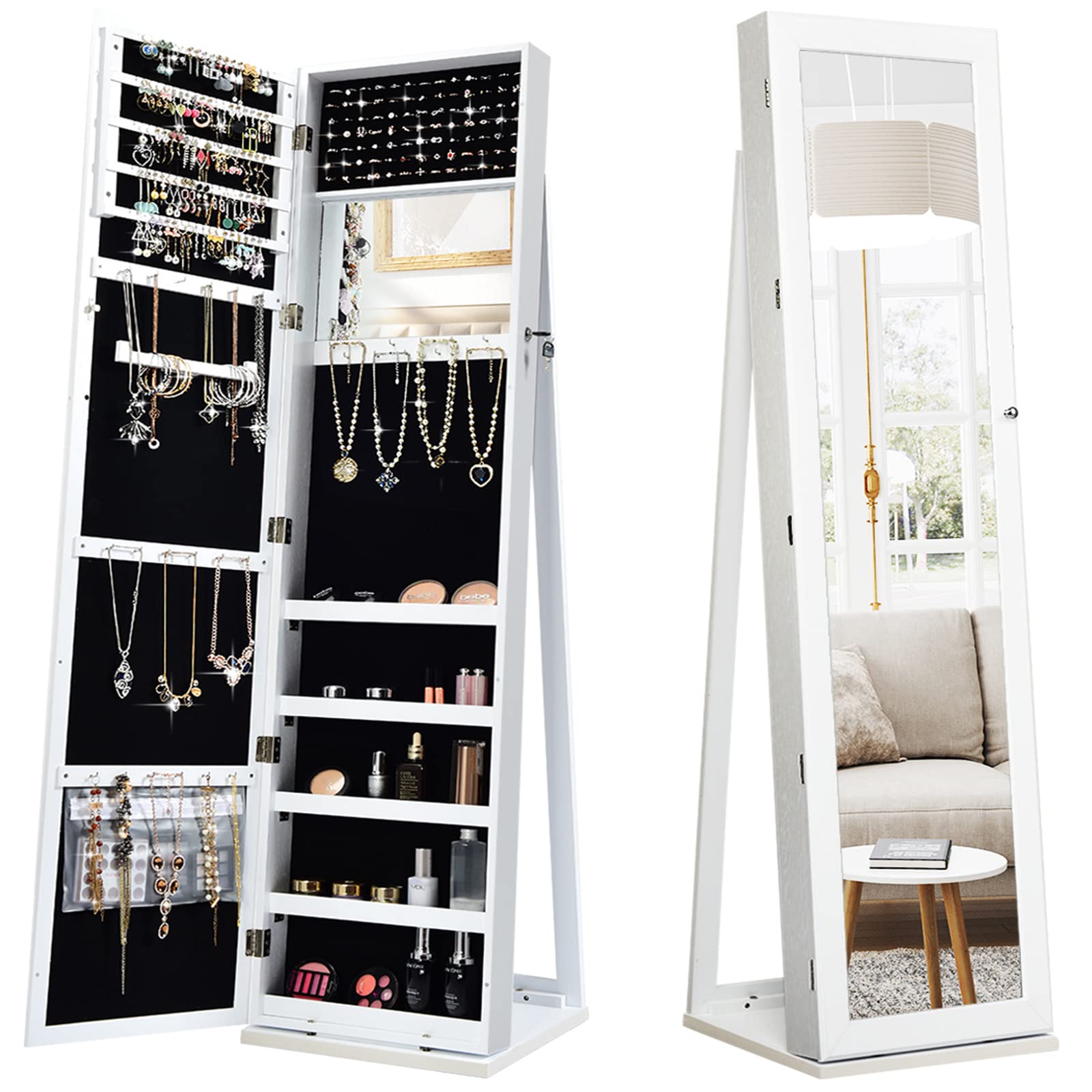 Standing Jewelry Armoire with  - Full Length Mirror Jewelry Armoire review and price