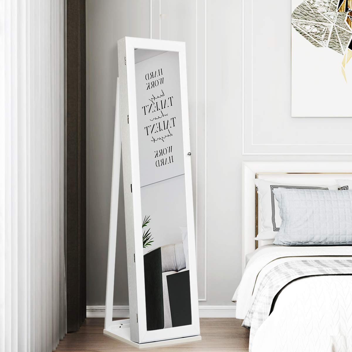 Standing Jewelry Armoire with  - Full Length Mirror Jewelry Armoire review and price
