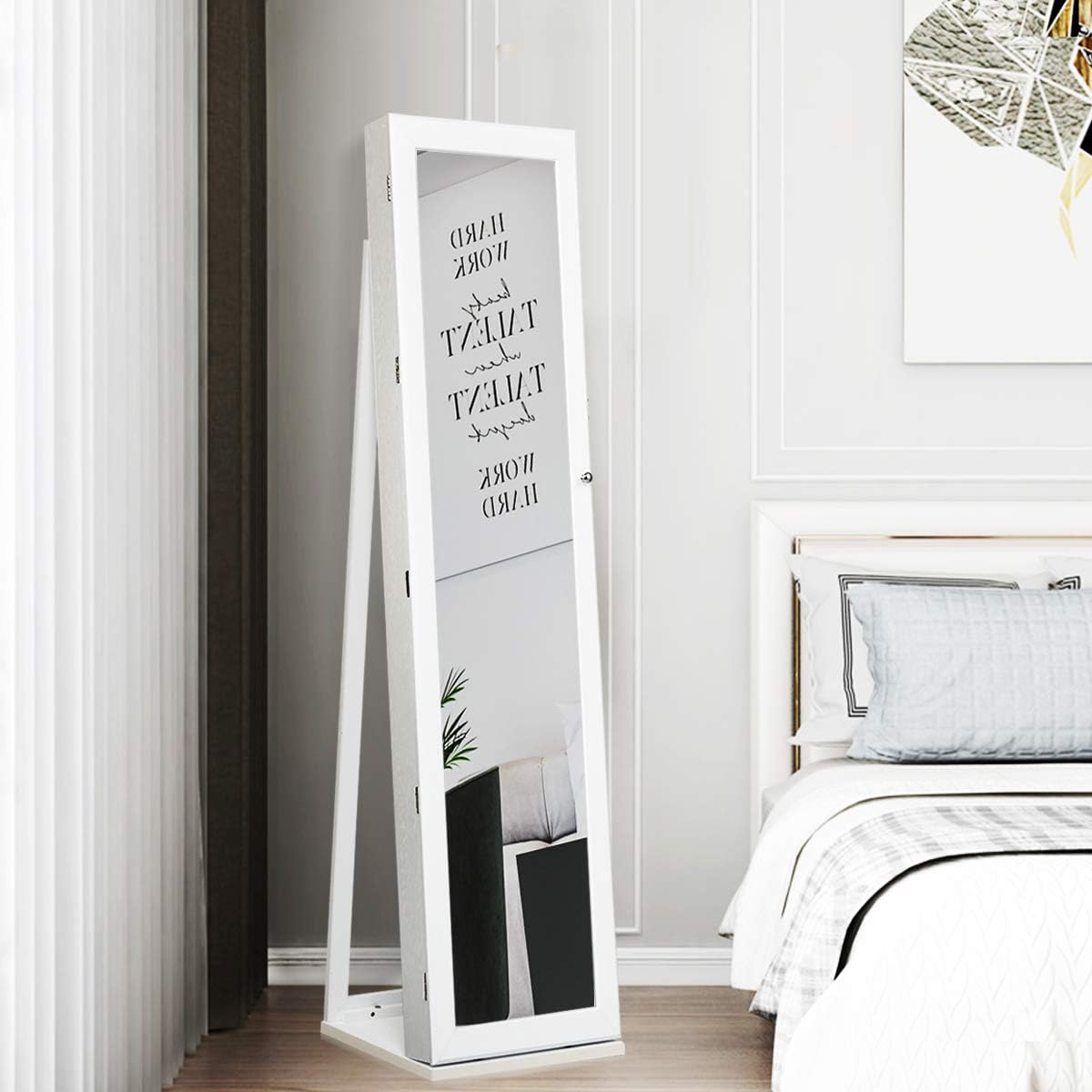 Standing Jewelry Armoire with  - Full Length Mirror Jewelry Armoire review and price
